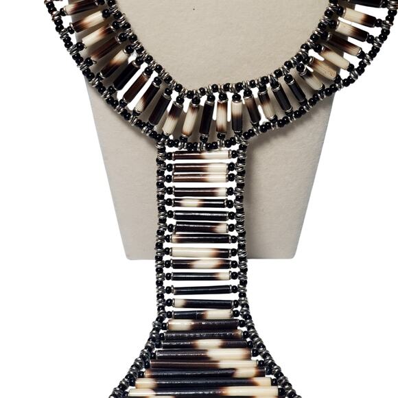 Porcupine Quill Beaded Handmade Choker Necklace 14" - Picture 3 of 13